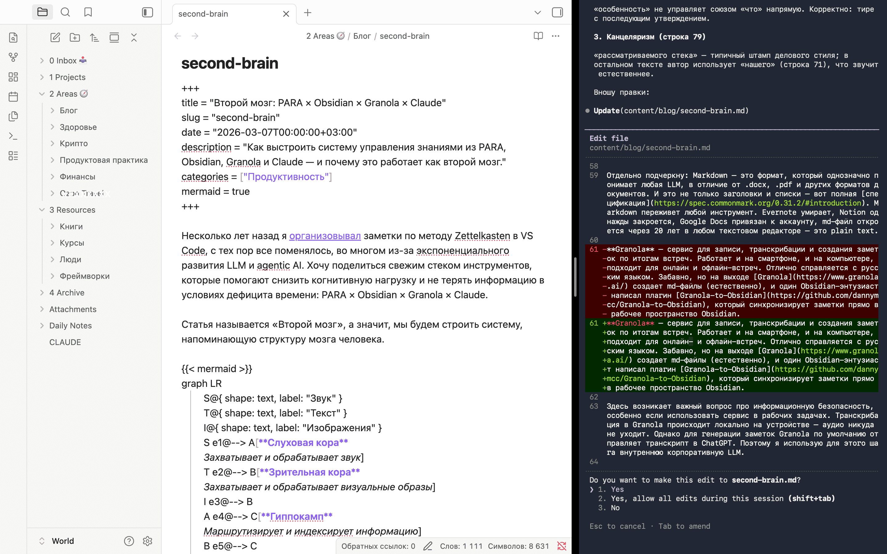 Obsidian и Claude Code CLI